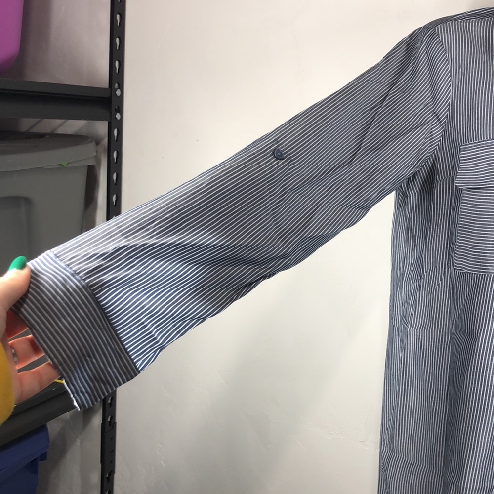 Express Blue And White Stripe Button Down Blouse … - image 5